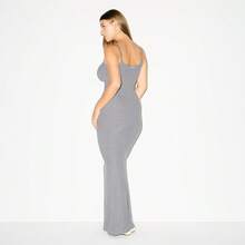 SKIMS Soft Lounge Long Slip Dress - Authentic Luxury Ribbed Maxi | Viral 2026 Women's Ultra-Soft Sculpting Lounge Gown | Premium Breathable Modal-Spandex Ribbed Fabric | Iconic Second-Skin Fit Everyday Essentials | Chic Minimalist Floor-Length Bodycon Dress - 石楠灰 - 查看 2