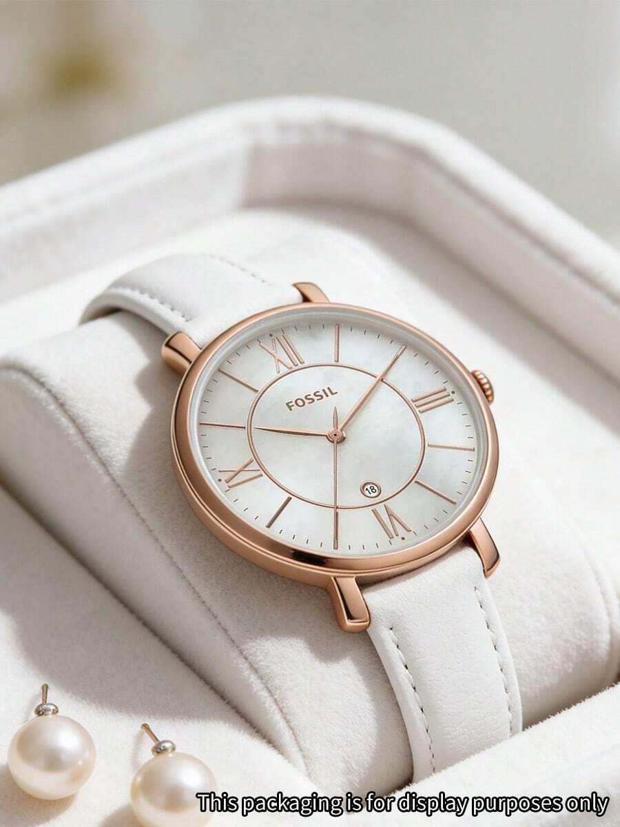 Fossil 女式石英不锈钢三针手表 不锈钢表壳/玻璃镜面 ES4579/ES3972 - 白色 - 查看 1