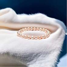 1 Stück 7-8mm natürliche Süßwasserperlen Elastikarmband, zierliches elegantes Armband für den Alltag, Hochzeit, Geschenk für Freundin/Mutter/beste Freundin - Süßwasserperlen - Übersicht 5
