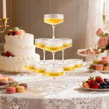 一套带棱纹高脚马提尼酒杯，10盎司经典复古鸡尾酒杯，非常适合调制鸡尾酒、饮用香槟或作为礼物 - 查看 3