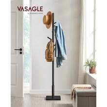 VASAGLE Perchero de Madera Maciza Organizador de Ropa de Pie con 8 Ganchos para Pasillo Entrada Negro Tinta MRCR010B01 - Tinta negra - Ver 2