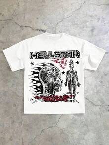 T Shirt Print ,Graphic-Cotton Tees Size Plus, Cartoon Round Neck Short Sleeve, Hellstars Brain Human Body Anatomy Y2K Graphic T-Shirt,220g 100% Cotton,Round Neck Short Sleeve,White Streetwear Essential,Unisex Style,Y2K,Oversized Shirt Men,With Shirt,Summer Tops,Shirt Suitable - White - View 7