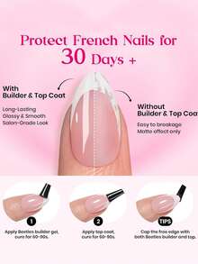 180pcs French Short Square Gel Nails - Nude Color Matching Classic French Pointed Nails, Medium Almond Shaped Nails, Soft Gel Fake Nails, Acrylic Nail Extension - Multicolor - View 7