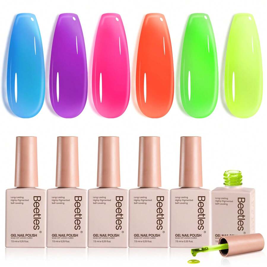 Beetles Gel Polish Whispers Of Love Jelly Gel Nail Polish Set - 6 Colors Milky White Nude Pink Neutral Sheer Translucent Soak Off UV Gel Nail Kit - 6 Colors Jelly Gels - 查看 1