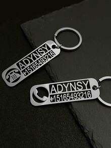 Customized Stainless Steel Keychain - Personalized Engraved Name And Phone Number, 304 High Quality Stainless Steel Without Coating, Durable Gift Suitable For Family, Friends, Daily Use And Special Occasions - Multicolor - View 6