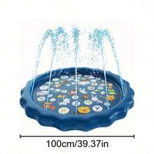 1pc 100.0cm Inflatable Outdoor Pool With Sprinkler, Learning Mat For Letters & Numbers, PVC, Ideal For Summer Backyard Lawn Games, Play Area - 1pc - View 2