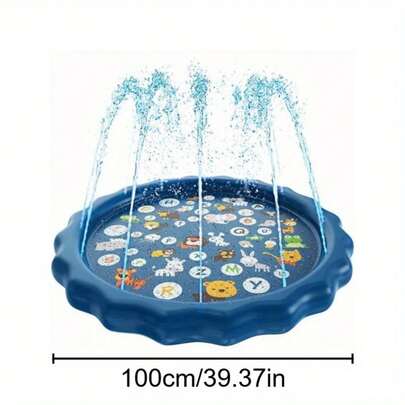 1pc 100.0cm Inflatable Outdoor Pool With Sprinkler, Learning Mat For Letters & Numbers, PVC, Ideal For Summer Backyard Lawn Games, Play Area