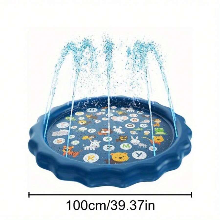 1pc 100.0cm Inflatable Outdoor Pool With Sprinkler, Learning Mat For Letters & Numbers, PVC, Ideal For Summer Backyard Lawn Games, Play Area - 1pc - View 1