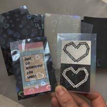 3 paquetes de 150 fundas para tarjetas láser, bolsas de almacenamiento de tarjetas pequeñas de 61X91mm, portatarjetas transparentes negros con patrón de corazón - Rectángulo - Ver 7