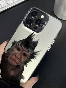Funny Phone Case,Ugly Phone Case 1pc Monkey Pattern Phone Case, Creative Personalized Printed Shock-Resistant TPU Protective Cover Compatible With IPhone13/15/14/13/12/11/16/Galaxy/ - Grey - View 5