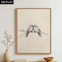 1pc 2D/Flat Modern Minimalist Style Decorative Canvas Wall Art Poster With Two Birds Perching On Branch, Cozy And Comfortable Home Decor For Living Room, Bedroom, And Study - 111 - View 11