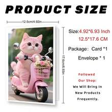 1pc Of Birthday Greeting Card, Featuring A Cute Pink Kitten Wishing You Happiness And Joy,Including An Envelope - Sets - View 3