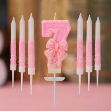 1 Set Shiny Pink Bow Birthday Candle, Numbered Candles 0-9, With Pink Bow Decor Cake Topper Set, Suitable For Birthday Celebration, Graduation Anniversary Party, Back To School DIY, Valentine's Day Anniversary, Graduation Party And More - Birthday Candle Number - View 16