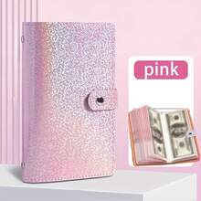 Large Capacity Storage Book Money Saving Notebook PU Leather 50 Inner Pages 100 Bills Capacity Stamp Bank Card Collection Album Wallet Waterproof Dirt Resistant Colorful Snap Button Design - Blue - View 8