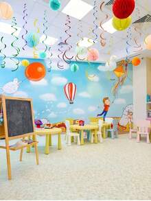 6pcs, Each 75cm / 29.5in In Length. Colorful Ceiling Vortex Aluminum Foil Decorative Hanging Plastic Ribbons. Theme Vortex Decorations For Parties, Weddings, Birthdays, Graduations. - View 5