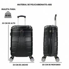 Juego de maletas rígidas 2 piezas 20 y 18 equipaje de mano 10KG y 8KG ligero material PC+ABS ruedas 360° desmontables con cierre integrado - Negro - Ver 3