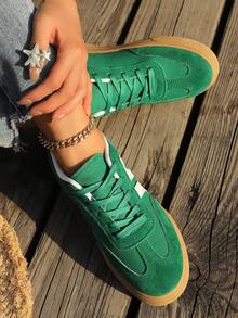 Giày trượt ván buộc dây dành cho nữ, giày thể thao leo núi, trượt ván ngoài trời, giày sneaker thường ngày đa năng. - màu xanh lá - Xem 5