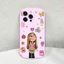 Linda maestra con temática escolar rosa y doradofunda de teléfono Fundas compatibles con Samsung,Apple,VIVO,OPPO,Motorola,Google,Xiaomi y Honor.Fabricadas en silicona TPU,ofrecen protección contra golpes y caídas. - Blanco - Ver 2