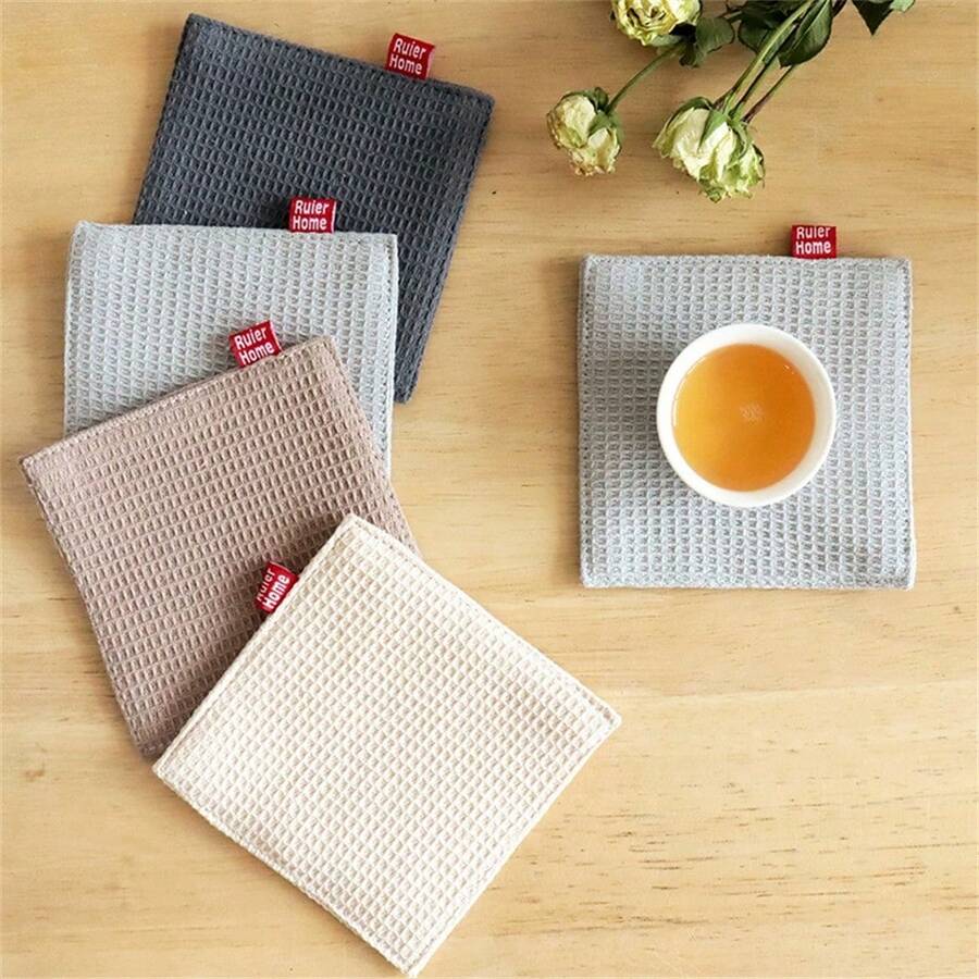 2/4件装华夫格纹杯垫，隔热垫，双层加厚杯垫，茶壶垫 - 11*11厘米 - 查看 1