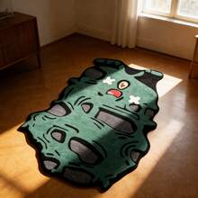 1pc Soft Faux Wool Area Rug, Featuring Unique Cartoon Character Design, Suitable For Cozy Bedroom, Sofa Or Home Decor. This Rug Can Serve As A Sofa Accessory, Living Room Rug Or Lively Room Accent, Hand Wash Only. Its Soft, Fluffy Texture And Vibrant Colors Add A Warm And Comfortable Ambiance To Your Home. - Dark Green - View 4