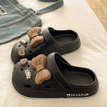 Sandal mùa hè mới, kiểu dáng tối giản, đa năng, đế dày, thoáng khí, chất liệu EVA, kiểu dáng slip-on, mũi kín, thích hợp cho nữ. - màu đen - Xem 8