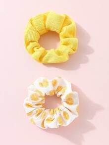 2pcs/Set Orange Print Hair Scrunchies, Suitable For Daily Wear Ponytail Holders Hair Elastics Hair Rubber Bands Hair Rope - Nhiều màu - Xem 4