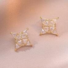 Bông tai đính đá sang trọng dành cho nữ, thiết kế hình ngôi sao bốn cánh độc đáo, kiểu dáng thanh lịch phù hợp cho công sở. - Nhiều màu - Xem 8