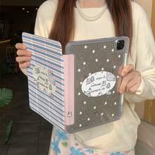 Ốp lưng bảo vệ mỏng nhẹ họa tiết ngôi sao sọc xanh tối giản hình chú chó dễ thương, tương thích với Apple thế hệ thứ 11, ốp lưng bảo vệ máy tính bảng thế hệ thứ 12 tối giản có khe cắm bút cảm ứng, Air 8 2026, Pro 11, Mini 7 thời trang, ốp lưng bảo vệ máy tính bảng 11 inch dễ thương cho cả nam và nữ. - Màu xanh lam - Xem 1