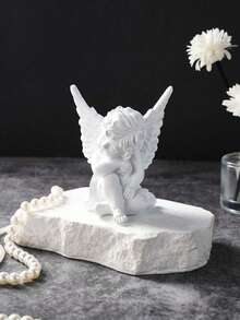 1/2pcs European Style White Angel Doll Desktop Decor, Hand-Painted ABS Resin Crafts, Home, Shop, Restaurant Decoration And Photography Props, Room Decor, Furniture Decoration - New Model - View 7