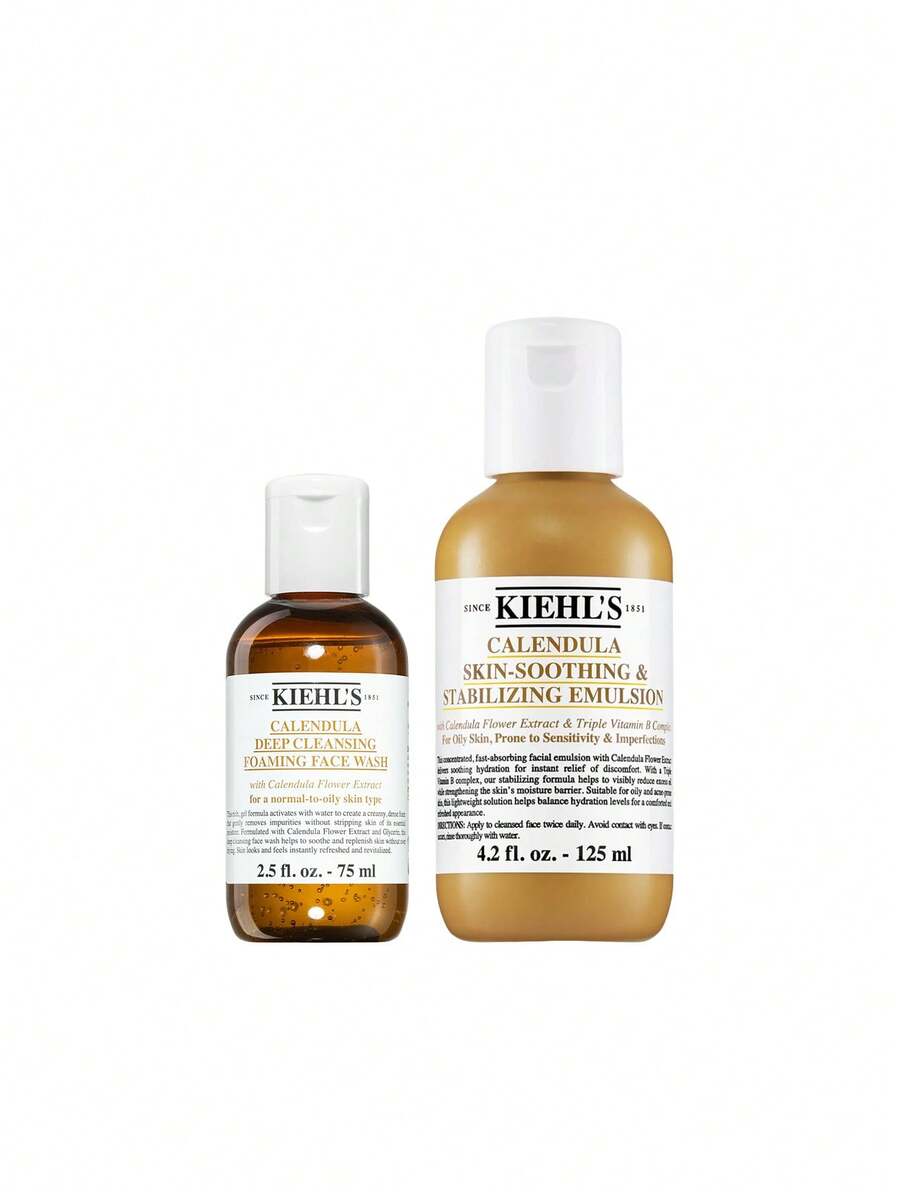Kiehl's [Bundle] Calendula Deep Cleansing Foaming Face Wash 75 Ml + Skin-Soothing & Stabilizing Emulsion 125 Ml - Calendula - View 1