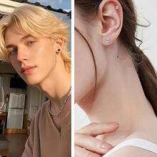 3对夹式耳环，304不锈钢免耳洞耳环，低过敏性耳夹首饰套装，优雅中性设计 - 彩色 - 查看 4