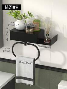 Flexible Foldable Towel Ring With Storage, No Drilling Required Bathroom Towel Rack For Towels, Toiletries Etc., Wall-Mounted Towel Holder, Bathroom Accessories - Black - View 15