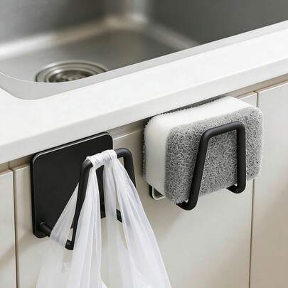 1/2 Pieces Set Of Non Porous Stainless Steel Sponge Bracket - Kitchen Sink Self-Adhesive Drainage Grille, Sponge Multi-Purpose, Mop, Dishwashing Soap, Kitchen Supplies, Kitchen Essentials, Hooks