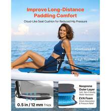 Kayak Seat, 2 Pack 0.5" Thick, Universal Paddle Board Seat With Back Support, Sit-On-Top Soft Padded Cushion With Storage Bag & Adjustable Straps For SUP, Canoe, Fishing Boat, Inflatable Kayak - Regular Style, 2-piece Set, Regular Thickness - View 2