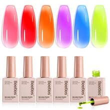 Beetles Gel Polish Whispers Of Love Jelly Gel Nail Polish Set - 6 Colors Milky White Nude Pink Neutral Sheer Translucent Soak Off UV Gel Nail Kit - 6 Colors Candy Signals - 查看 1