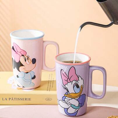 Disney 陶瓷便携马克杯 | 旅行咖啡杯，适用于浓缩咖啡/普通咖啡/可可 | 家居厨房必备 | 精美礼品及收藏品，容量 500 毫升
