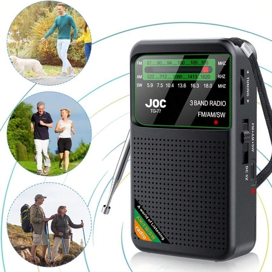 1 pieza Radio retro portátil, compatible con bandas AM/FM/SW 3, tamaño compacto, batería de 500mAh, recargable por USB, adecuado para uso en exteriores, con altavoz y conector para auriculares, opción ideal para exteriores, regalo exquisito para familiares y amigos en cumpleaños y festividades