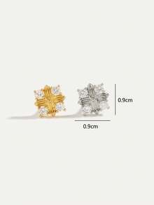 1 Pair Fashionable Minimalist Square Diamond Stud Earrings, Suitable For Daily Wear - Diamond - View 5