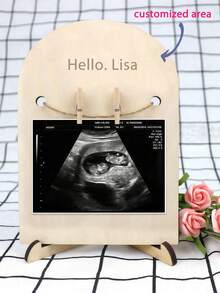 A Wooden Baby Ultrasound Keepsake Photo Frame For New Mothers, An Ultrasound Photo Frame Keepsake Decoration, A Wooden Ultrasound Image Photo Frame - Multicolor - View 3