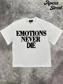 Summer Tops Mixed Emotion Tee,100% Cotton Printed T-Shirt,Stylish Design, Graphic T-Shirt, Minimalist Design, Vintage Casual Style, Hip-Hop Style. Suitable For Outdoor Leisure Activities, Family Gatherings, And Dinners With Friends. Summer Clothes - 白色 3 - 查看 2