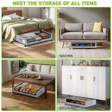 Stozle Under-Bed Storage Box With Wheels, Under-Bed Clothing And Shoe Organizer With Transparent Lid And Label, Under-Bed Storage Box, Rolling Metal Drawer With Removable Lid, Suitable For Storing Clothes, Shoes, Toys, And Blankets.Home Storage Helper. - 2pcs灰色 - 查看 10