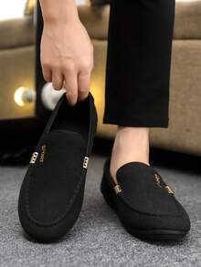 Giày lười cỡ lớn 48 mùa xuân/hè, giày lười kiểu Hàn Quốc, giày nam dáng rộng, giày vải kiểu Bắc Kinh xưa. - màu đen - Xem 2