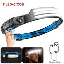 10W Motion Sensor LED+3*COB Headlamp Head Torch Light USB Rechargeable 5 Modes Lamp For Night Running Camping , Built-In 1000mAh Battery - 1 PACK - View 12