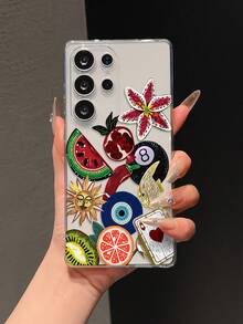 1个奢华时尚图案软TPU手机壳，摄像头开孔精准，UV印刷多种元素设计，例如水果、西瓜、台球、花卉、扑克牌、邪眼等，适合作为礼物送给家人、朋友，也适合生日、旅行、聚会等场合。兼容 17 Pro Max、16 Pro Max、15、14、13、12、11、XS Max、XR、7/8 Plus、12/13 Mini，以及Galaxy S26 Ultra、S25 Ultra、S24 Ultra、S23 FE、S24 FE、S25 FE、S23等机型。 - 彩色 - 查看 6