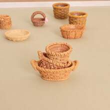 8pcs Mini Resin Bread Shaped Storage Baskets - Realistic Woven Design For DIY Keychain, Jewelry Making And Home Decor - Various Sizes And Styles, Bread Theme Decor, Natural Style, Durable Handmade Material, Rustic Charm, Creative Accent, Essential For Crafters - Multiple Styles - View 2