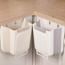 1 pieza Cubo de basura plegable de cocina, caja de almacenamiento de basura colgante de gabinete, cubo de basura de gran diámetro grueso sin necesidad de agacharse - Multicolor - Ver 5