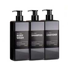 3pcs 500ml/16.9oz Refillable Plastic Pump Bottles, Includes Labels, Reusable For Shampoo, Body Wash, Cosmetics, Bathroom Shower Containers - Brown - View 8