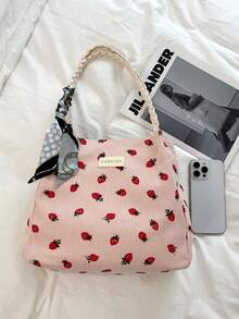 Bolso de mano a cuadros con bufanda - Rosa - Ver 3