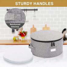 Porcelain Salad Plate Storage Case, 10 Inches Wide X 6 Inches High, Includes 12 Felt Dividers. Hard, Stackable Case With Padded Interior, 44493843 - 摩卡棕 - 查看 6
