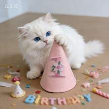 宠物生日派对用品，狗猫皇冠帽服装配饰 - 米色 - 查看 7